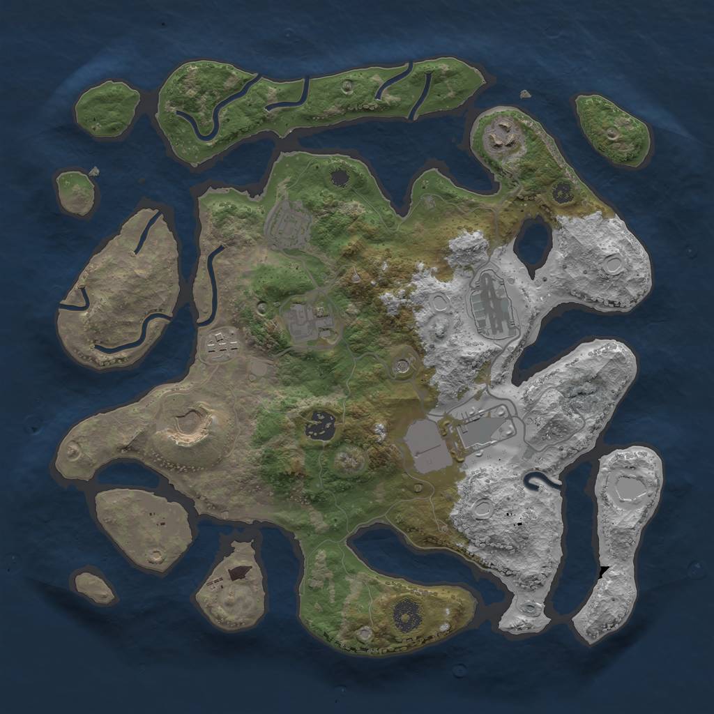 Rust Map: Procedural Map, Size: 3500, Seed: 1508045255, 17 Monuments