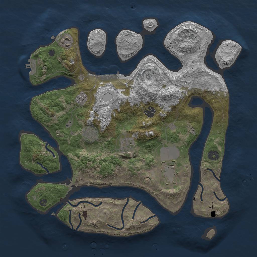 Rust Map: Procedural Map, Size: 3500, Seed: 198062, 17 Monuments