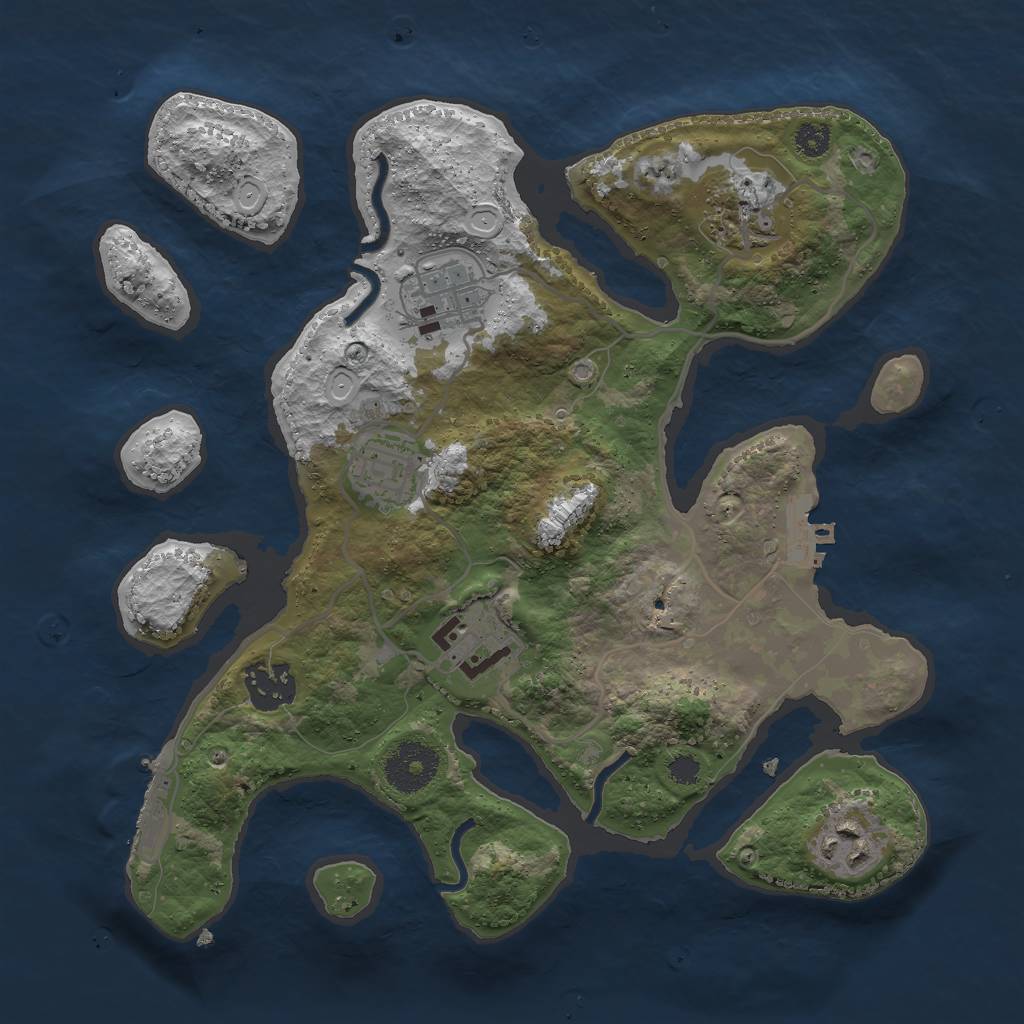 Rust Map: Procedural Map, Size: 3000, Seed: 2113495765, 16 Monuments