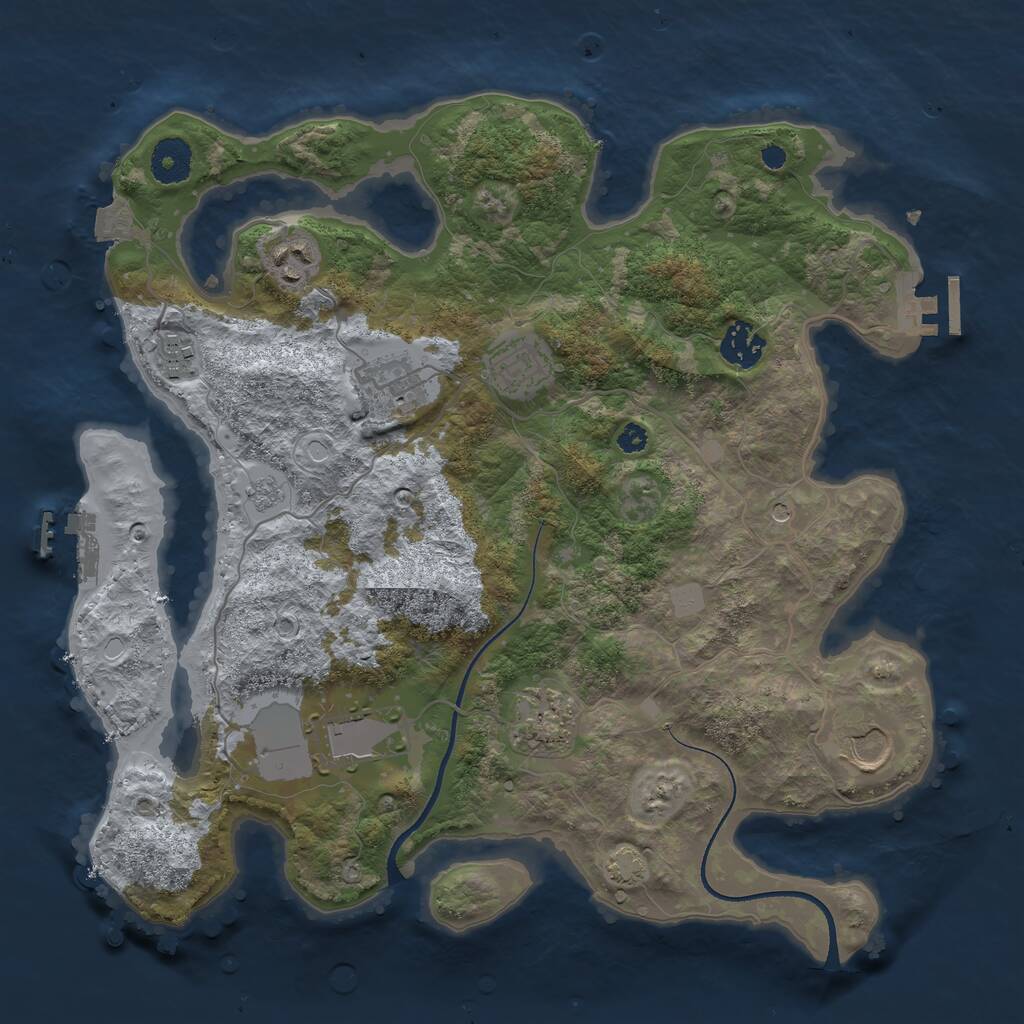 Rust Map: Procedural Map, Size: 3500, Seed: 201606873, 14 Monuments