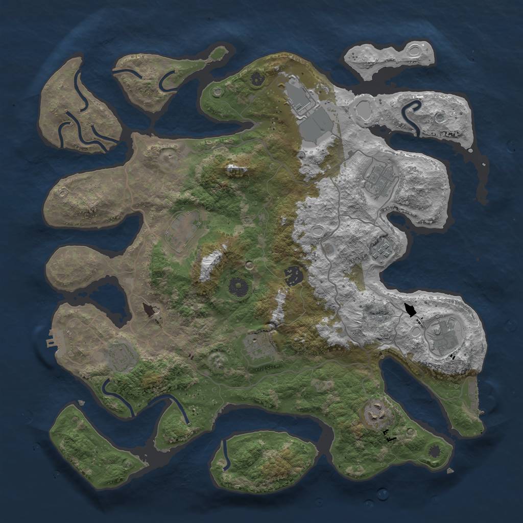 Rust Map: Procedural Map, Size: 4000, Seed: 916460, 20 Monuments