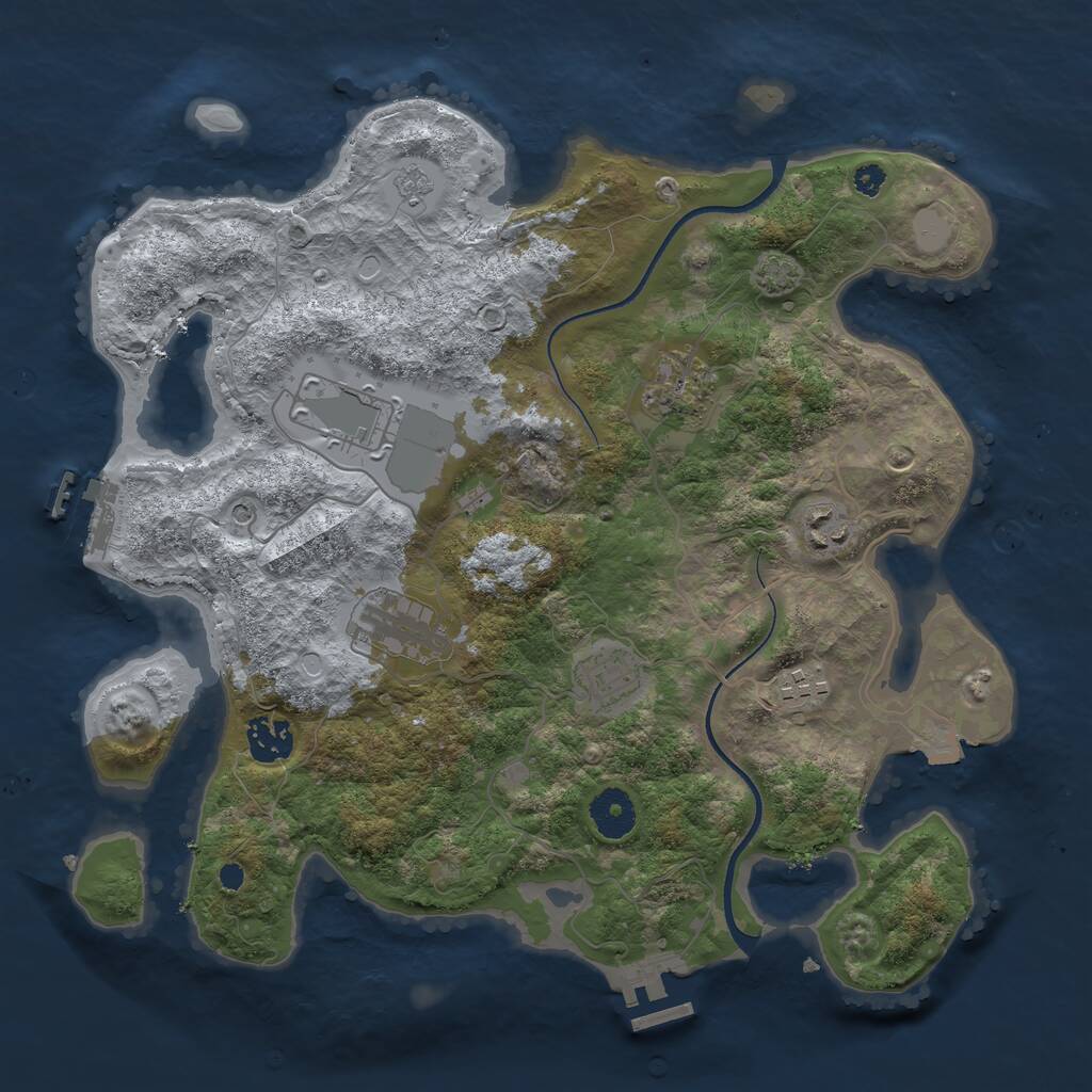 Rust Map: Procedural Map, Size: 3500, Seed: 1024501934, 13 Monuments