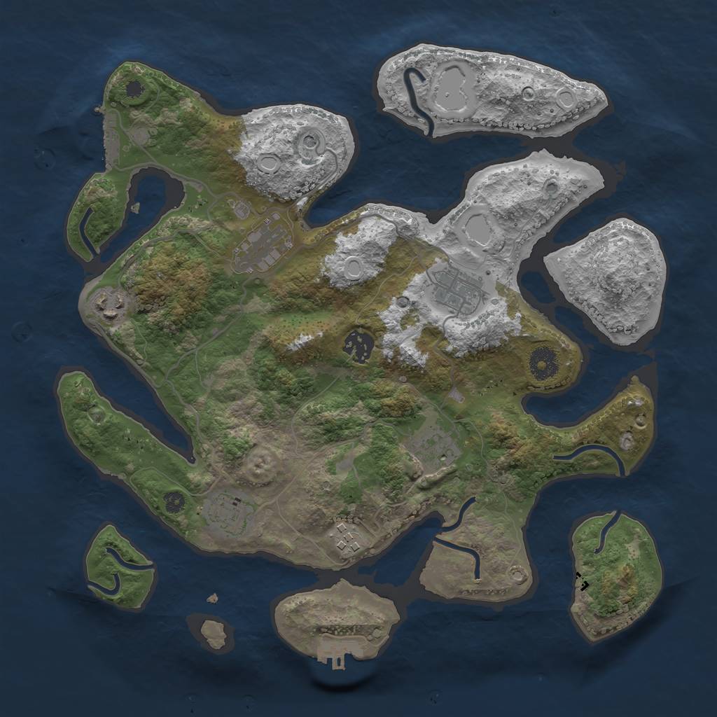 Rust Map: Procedural Map, Size: 3450, Seed: 86800, 18 Monuments