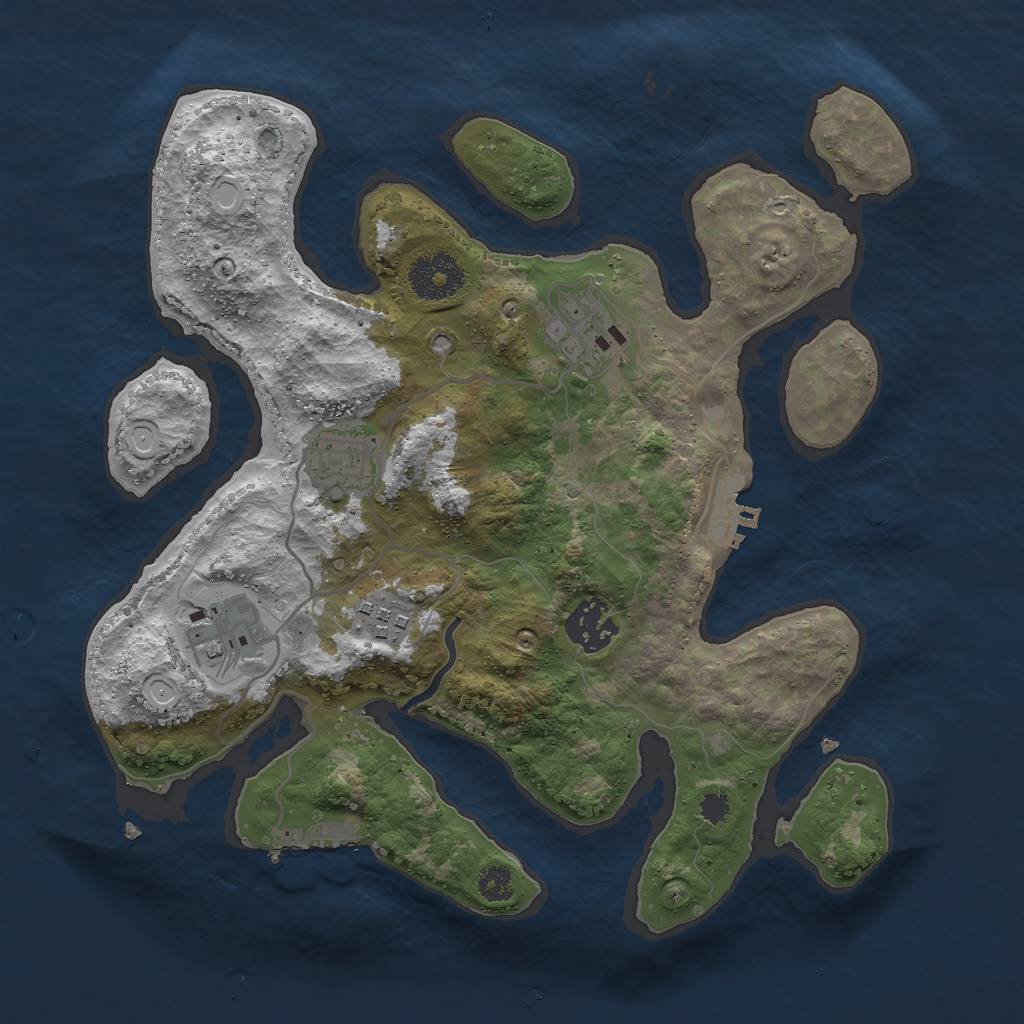 Rust Map: Procedural Map, Size: 3000, Seed: 2109539859, 15 Monuments