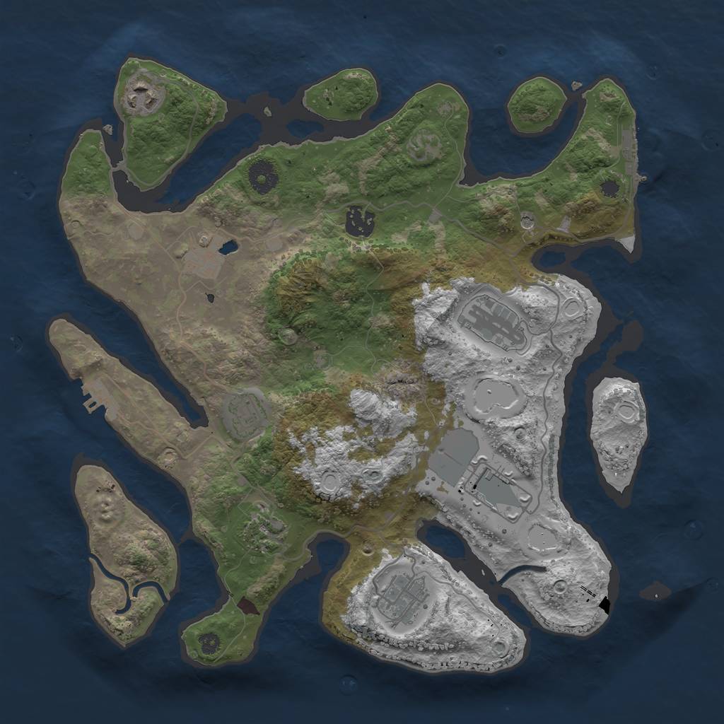 Rust Map: Procedural Map, Size: 3500, Seed: 1406523613, 19 Monuments