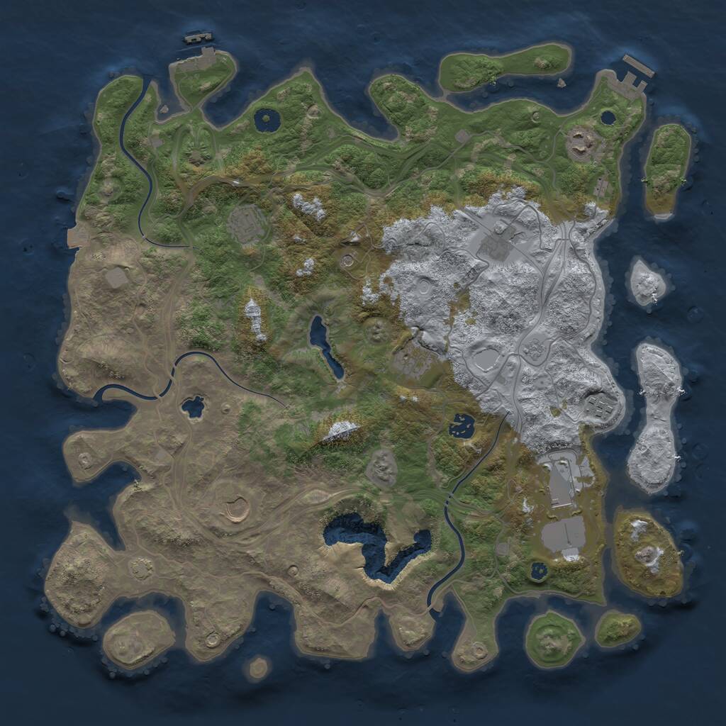Rust Map: Procedural Map, Size: 4250, Seed: 1821785989, 14 Monuments