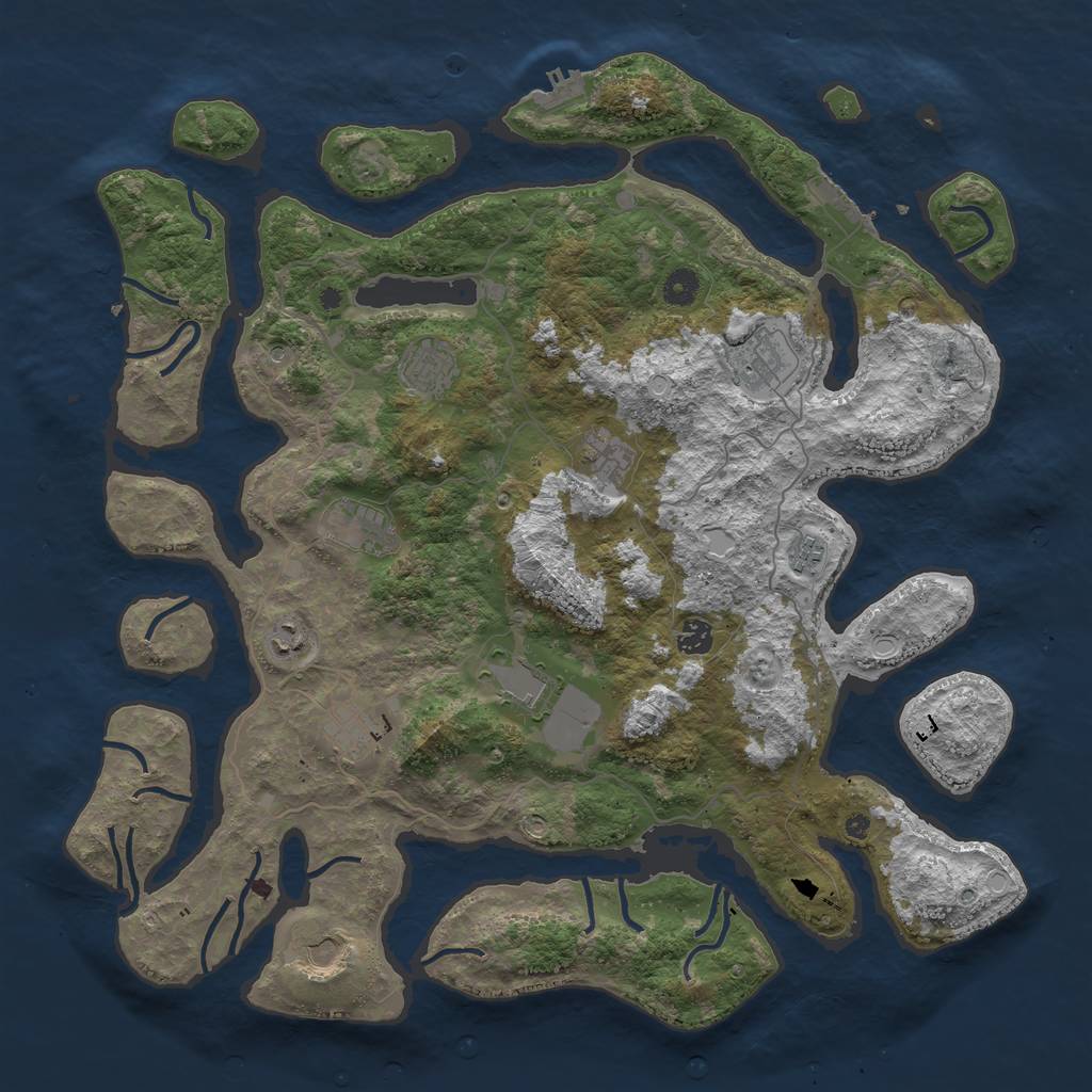 Rust Map: Procedural Map, Size: 4500, Seed: 546538605, 21 Monuments