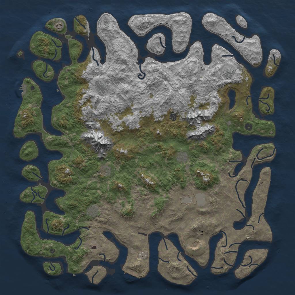 Rust Map: Procedural Map, Size: 6000, Seed: 1288812926, 22 Monuments