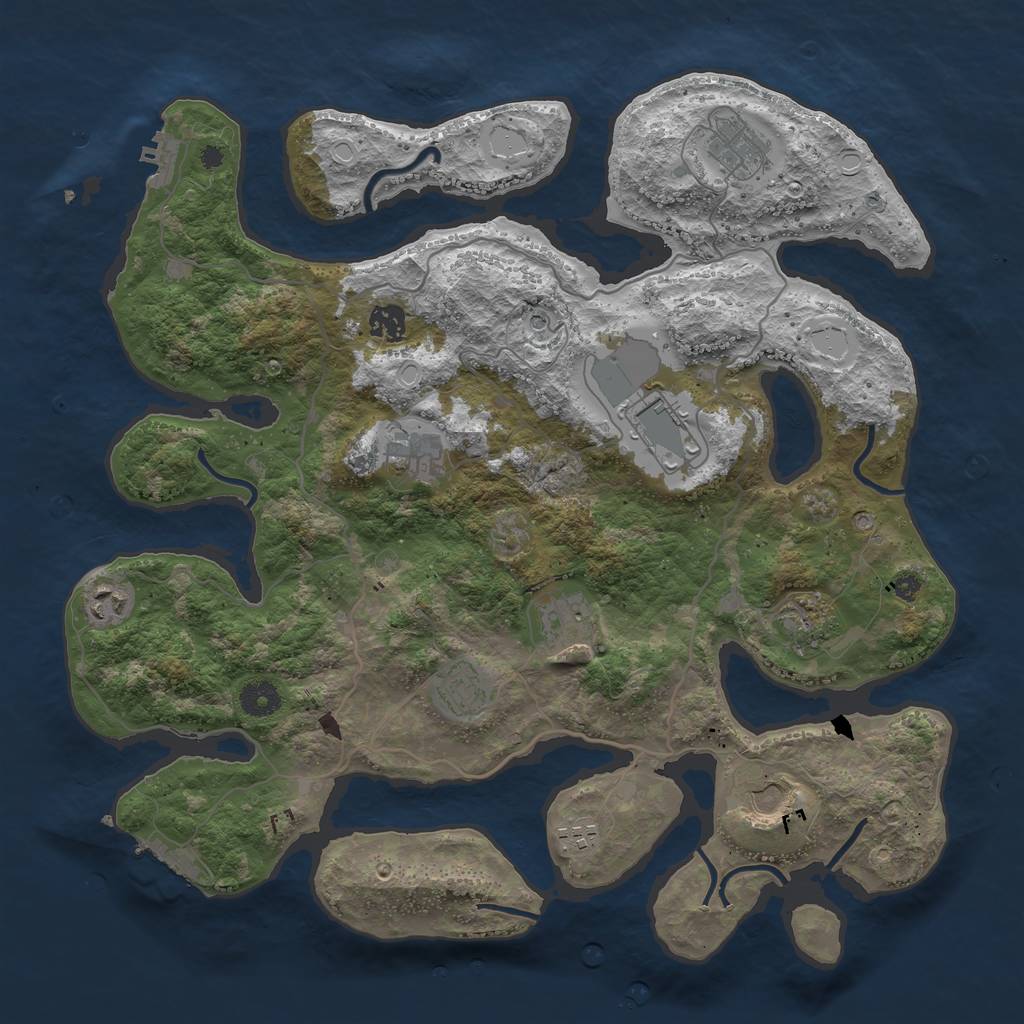 Rust Map: Procedural Map, Size: 4000, Seed: 55550, 21 Monuments