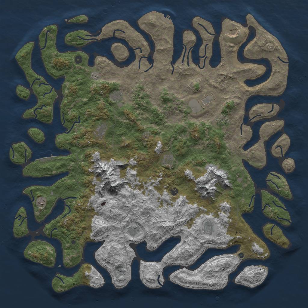 Rust Map: Procedural Map, Size: 6000, Seed: 395284759, 22 Monuments