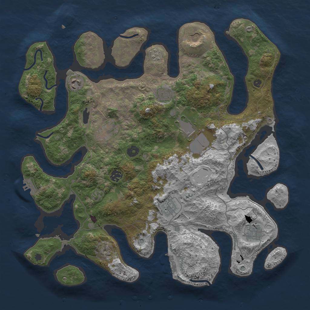 Rust Map: Procedural Map, Size: 4000, Seed: 156145158, 20 Monuments