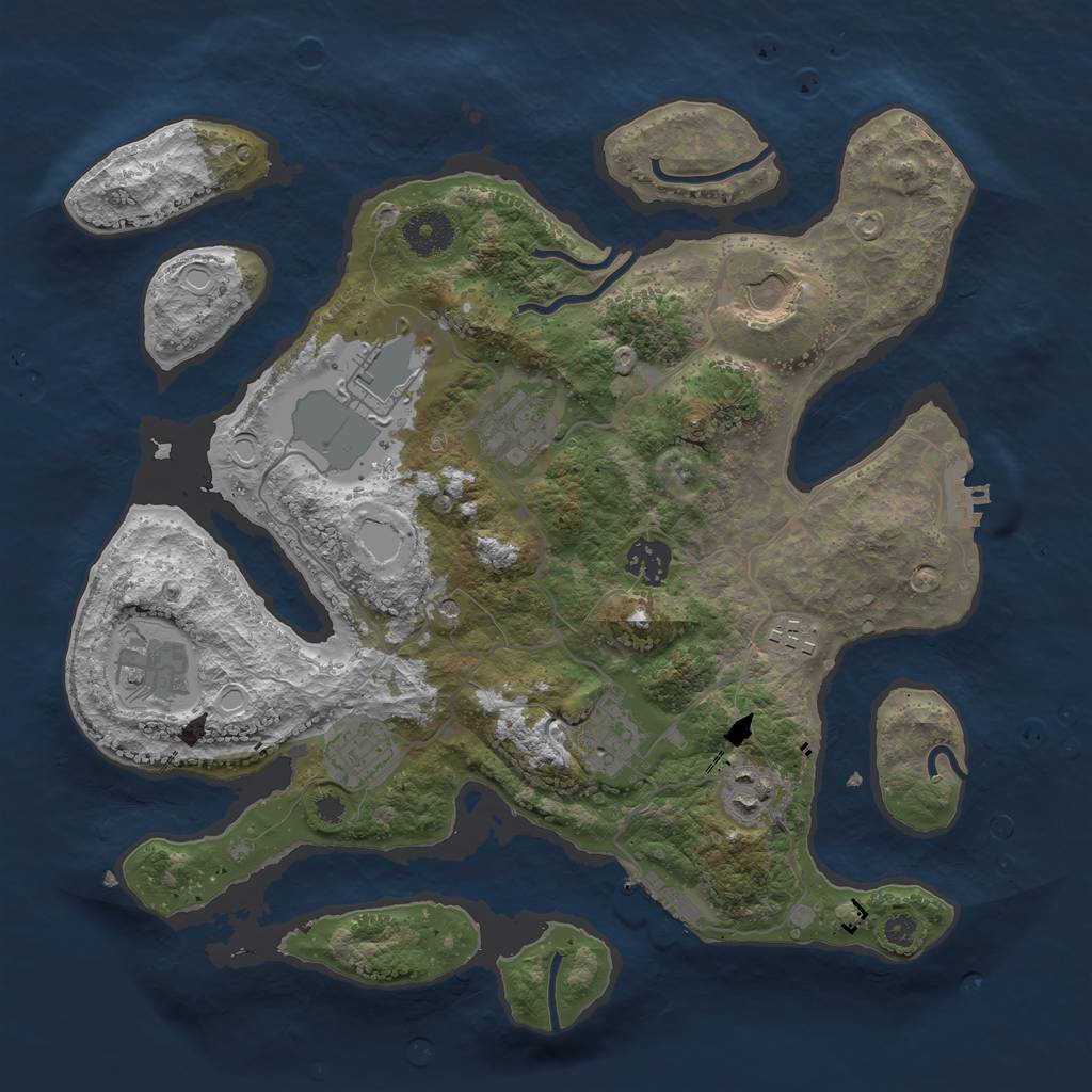 Rust Map: Procedural Map, Size: 3500, Seed: 93853, 20 Monuments