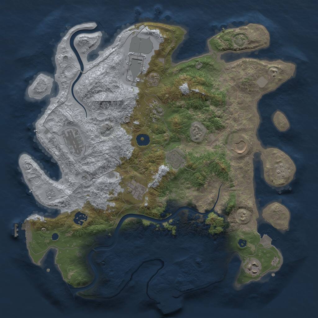 Rust Map: Procedural Map, Size: 3700, Seed: 251054637, 15 Monuments