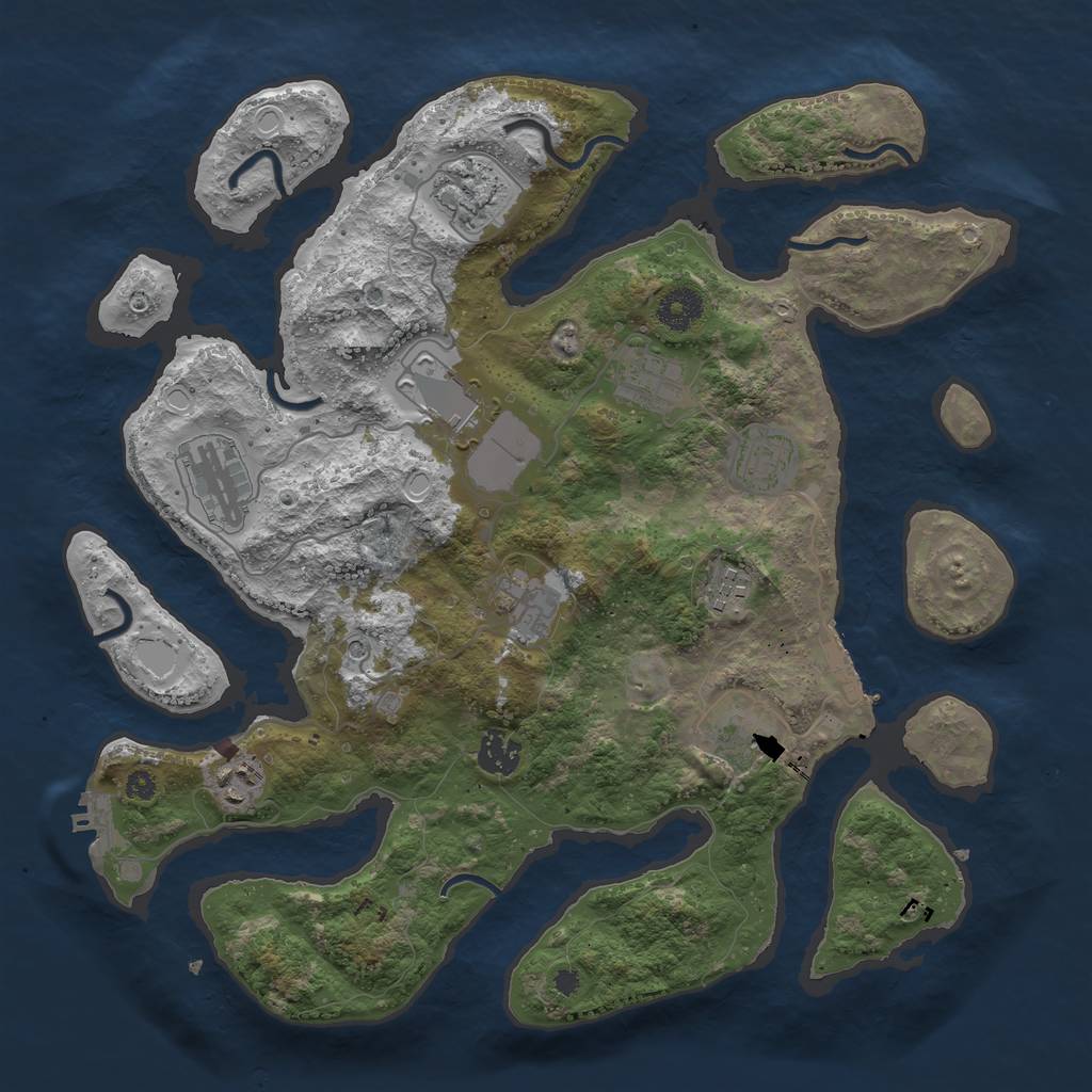 Rust Map: Procedural Map, Size: 3700, Seed: 251054637, 21 Monuments