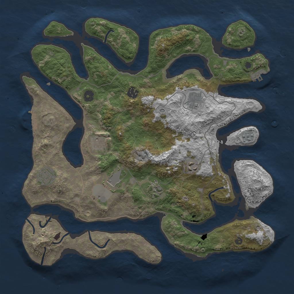 Rust Map: Procedural Map, Size: 4000, Seed: 423873, 19 Monuments