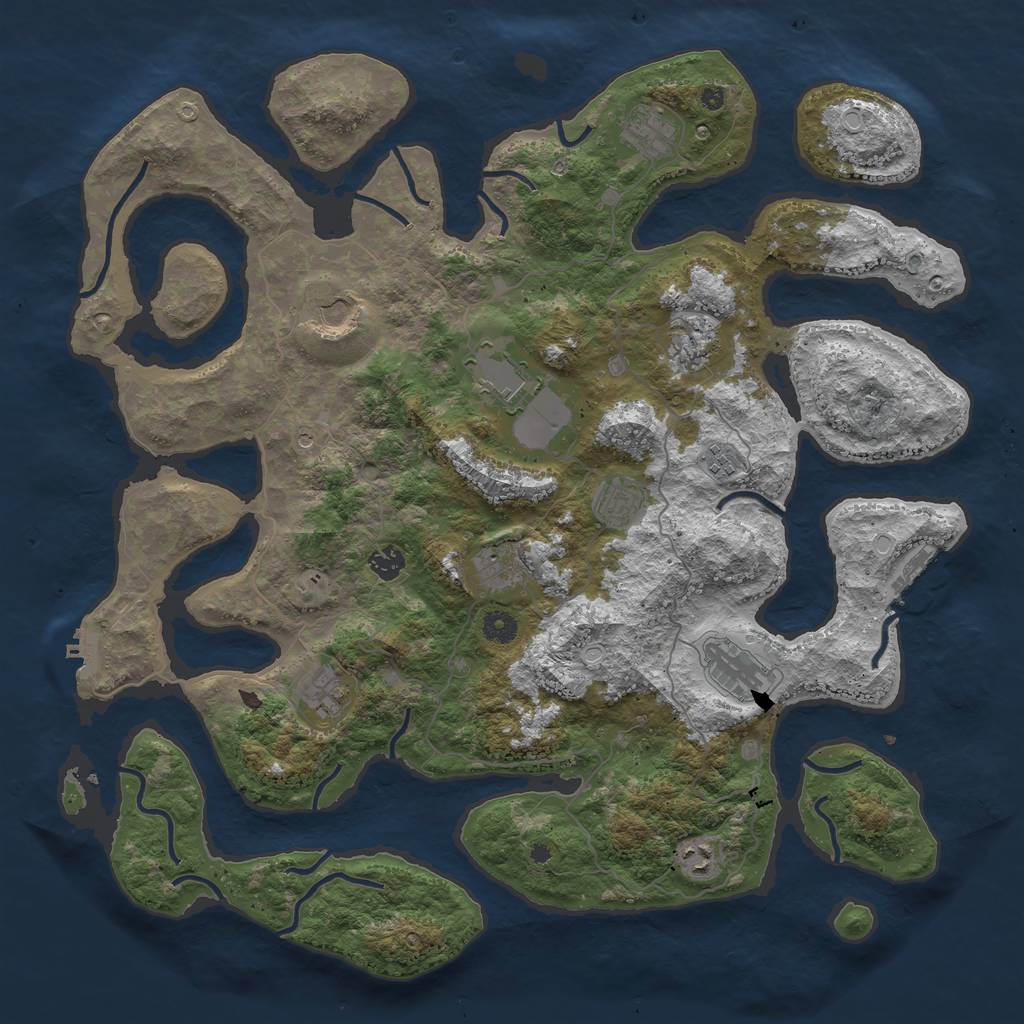 Rust Map: Procedural Map, Size: 4500, Seed: 251250491, 22 Monuments