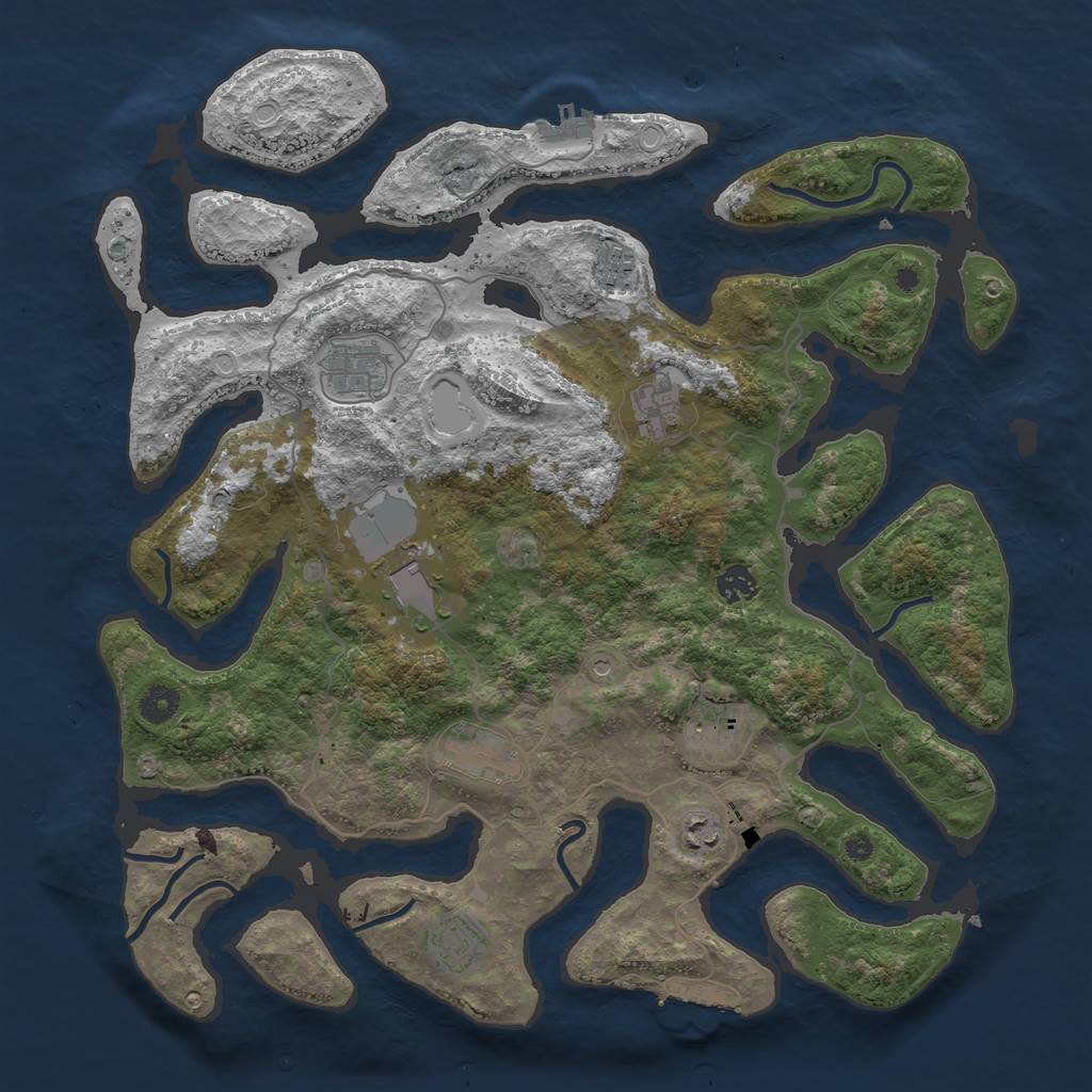 Rust Map: Procedural Map, Size: 4200, Seed: 605284349, 20 Monuments