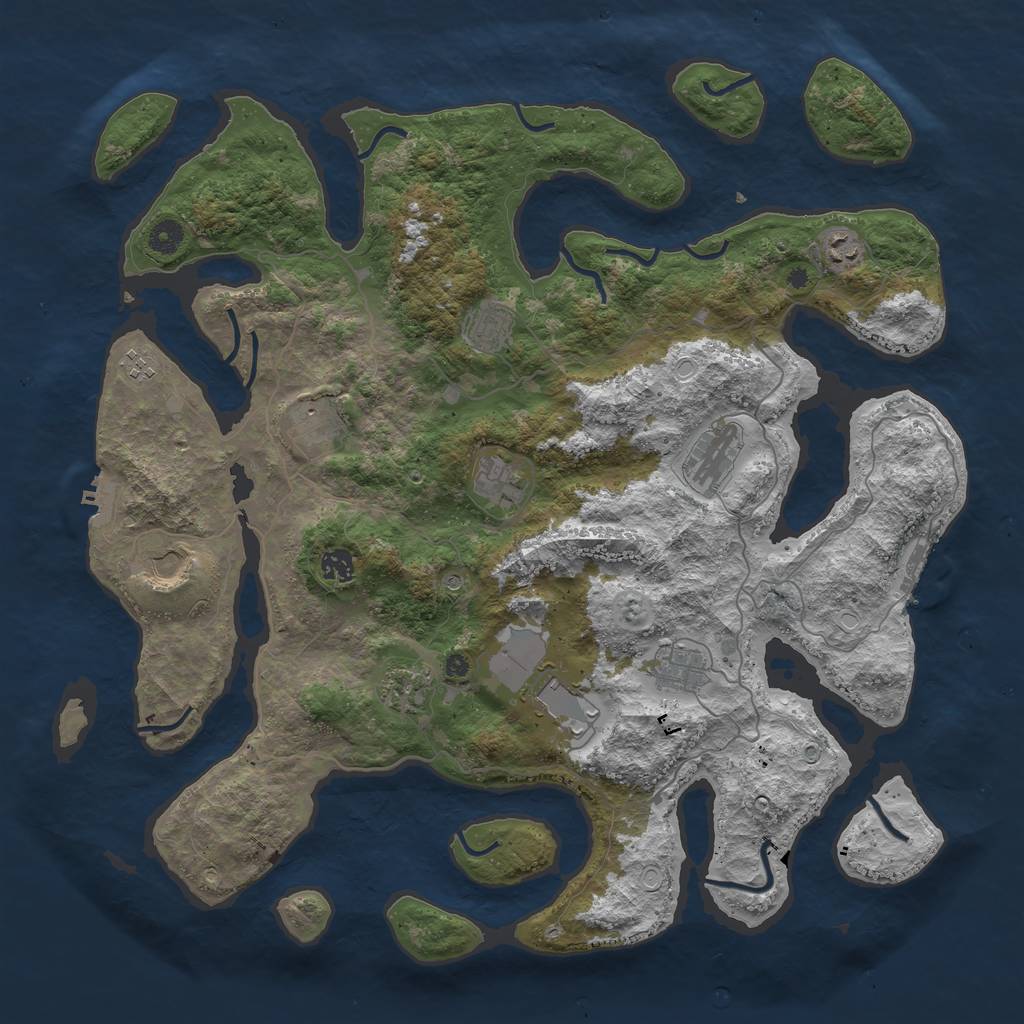 Rust Map: Procedural Map, Size: 4500, Seed: 918599025, 22 Monuments