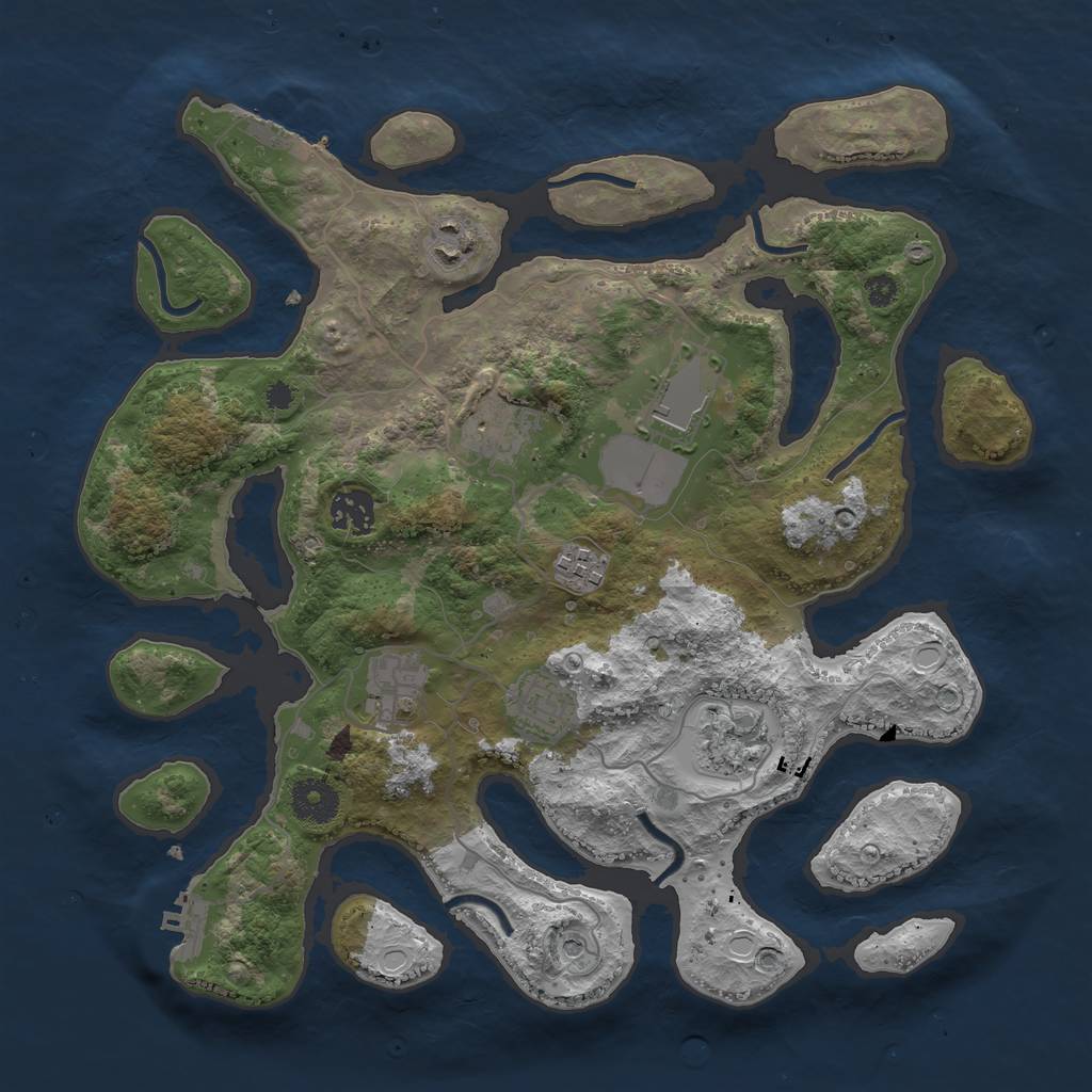 Rust Map: Procedural Map, Size: 3500, Seed: 54010, 19 Monuments