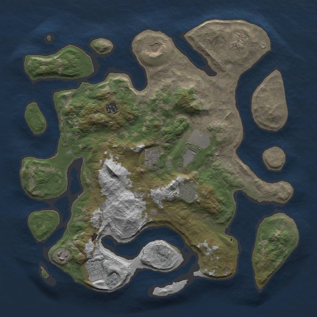 Rust Map: Barren, Size: 4000, Seed: 546354, 12 Monuments