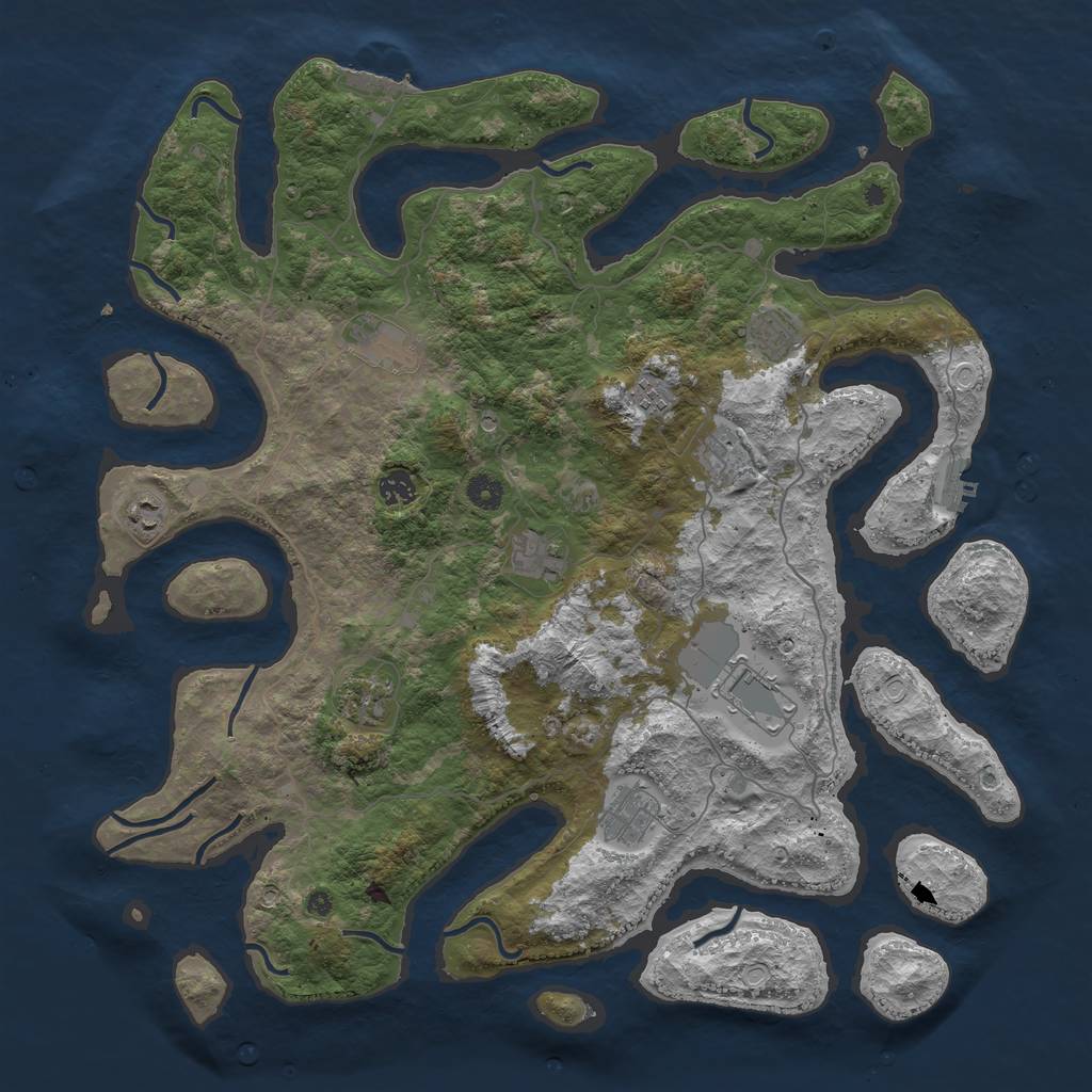 Rust Map: Procedural Map, Size: 4500, Seed: 77198, 21 Monuments