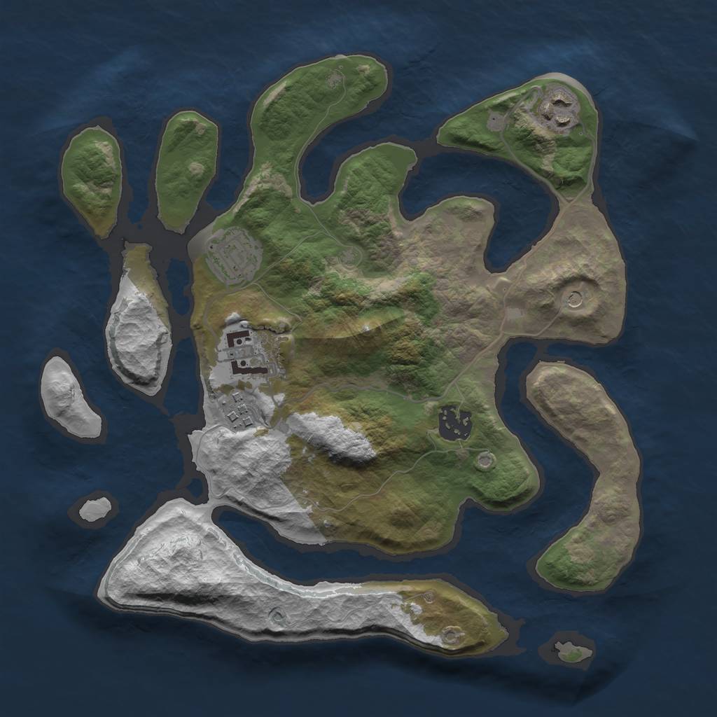 Rust Map: Barren, Size: 3000, Seed: 12255, 8 Monuments