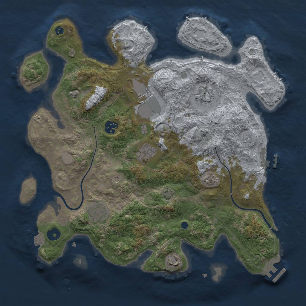 Rust Map: Procedural Map, Size: 3550, Seed: 17813, 12 Monuments