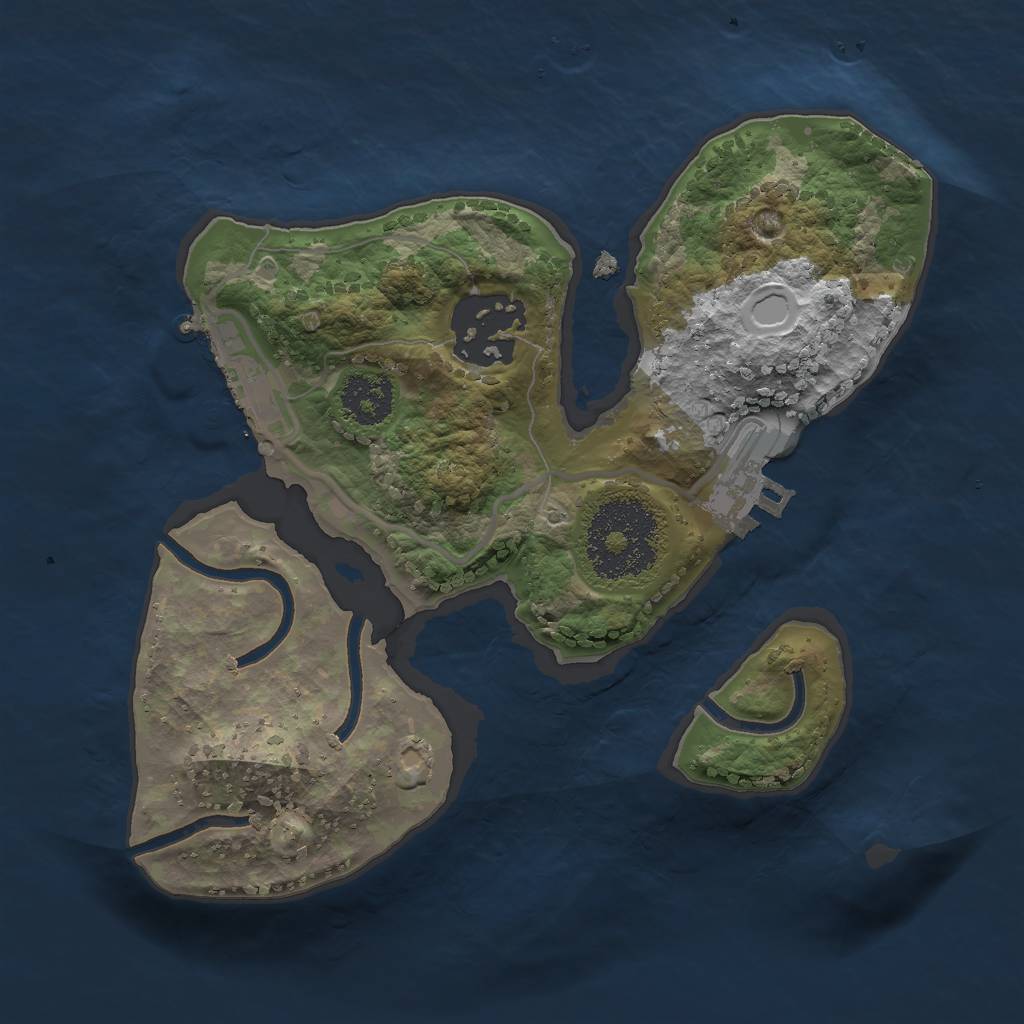 Rust Map: Procedural Map, Size: 2000, Seed: 14235, 10 Monuments