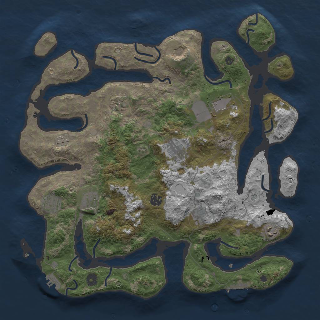 Rust Map: Procedural Map, Size: 3950, Seed: 2118357374, 21 Monuments