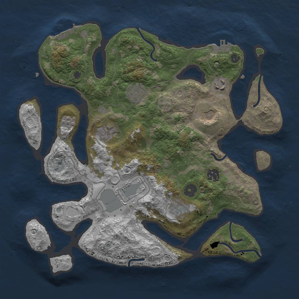 Rust Map: Procedural Map, Size: 3500, Seed: 1932345890, 19 Monuments