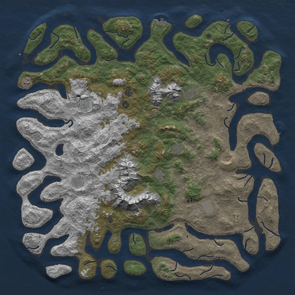 Rust Map: Procedural Map, Size: 6000, Seed: 244335537, 22 Monuments