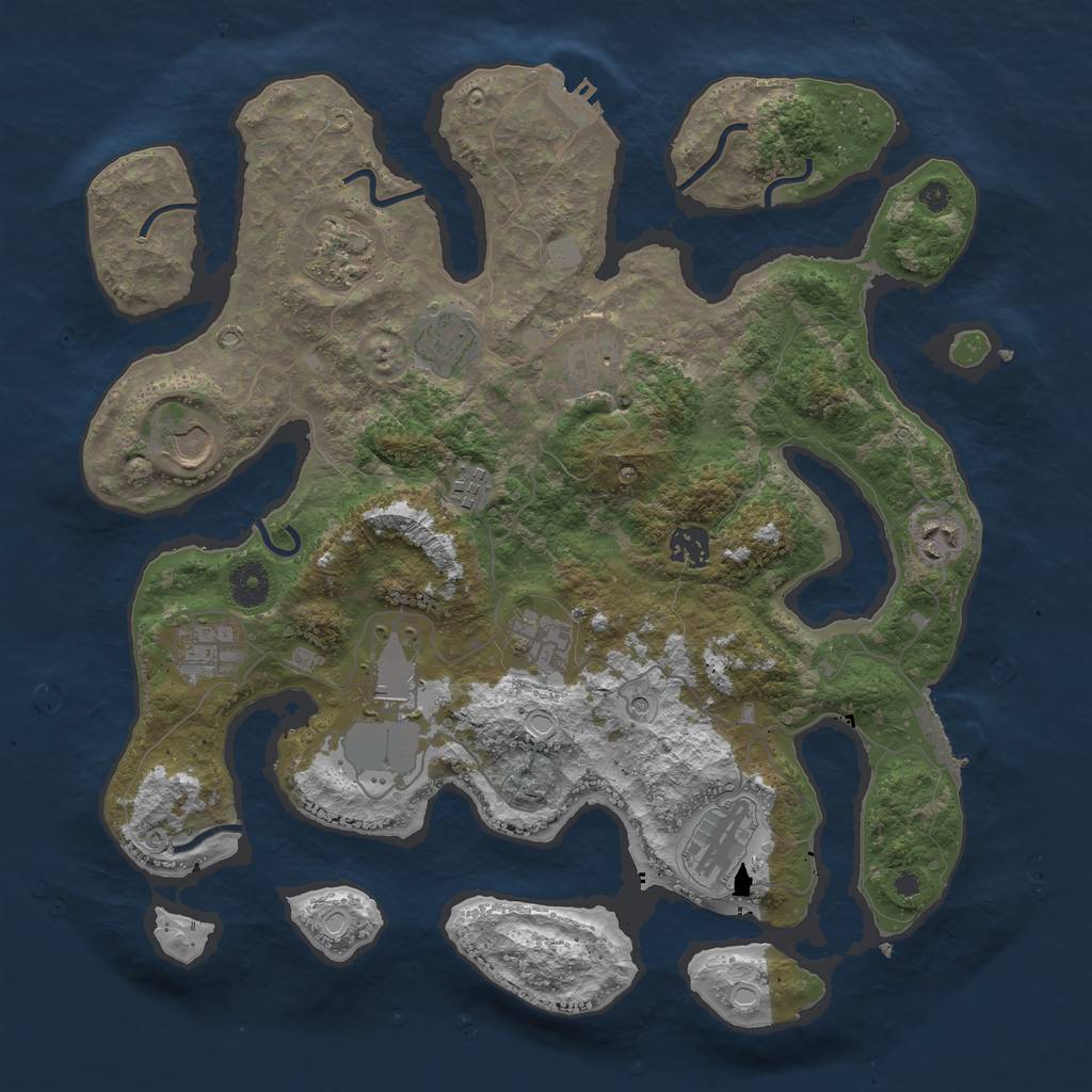 Rust Map: Procedural Map, Size: 3850, Seed: 1363838598, 19 Monuments