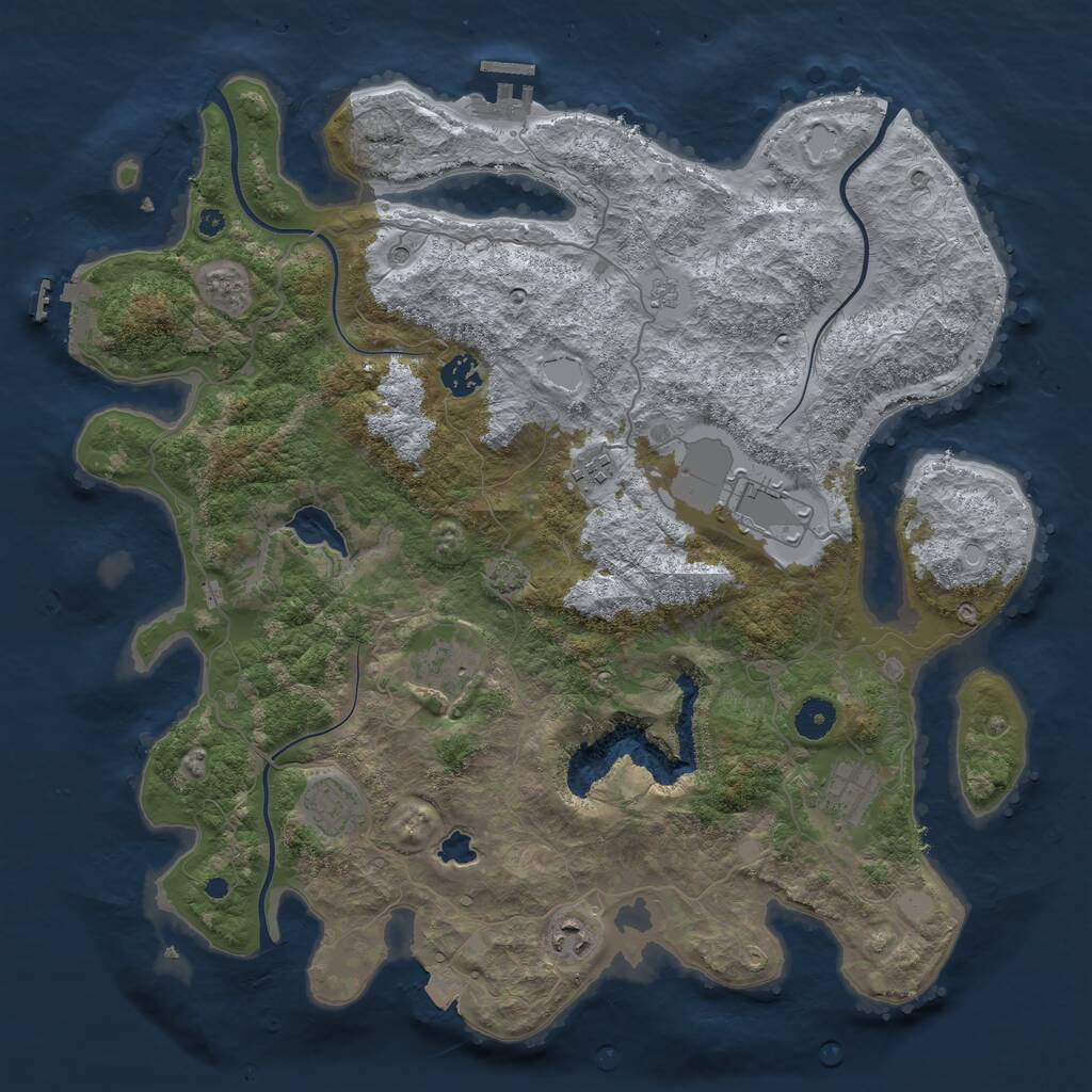 Rust Map: Procedural Map, Size: 4050, Seed: 2143477000, 13 Monuments