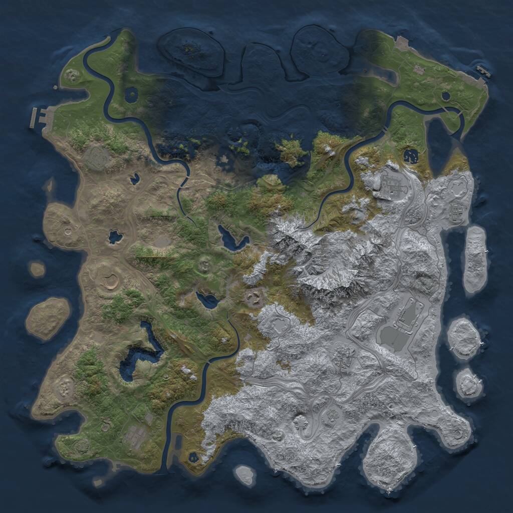 Rust Map: Procedural Map, Size: 5000, Seed: 4143245, 16 Monuments
