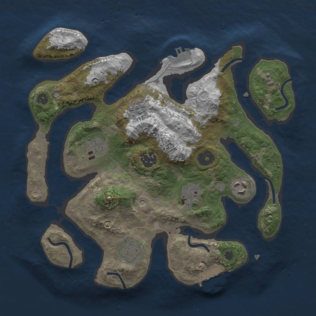 Rust Map: Procedural Map, Size: 3000, Seed: 105074784, 17 Monuments
