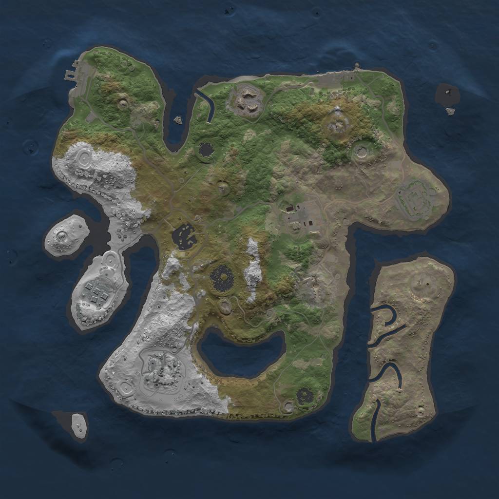 Rust Map: Procedural Map, Size: 3000, Seed: 297540, 17 Monuments