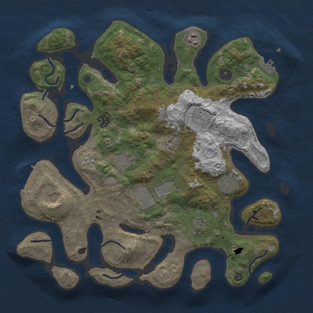 Rust Map: Procedural Map, Size: 3700, Seed: 2013207870, 20 Monuments