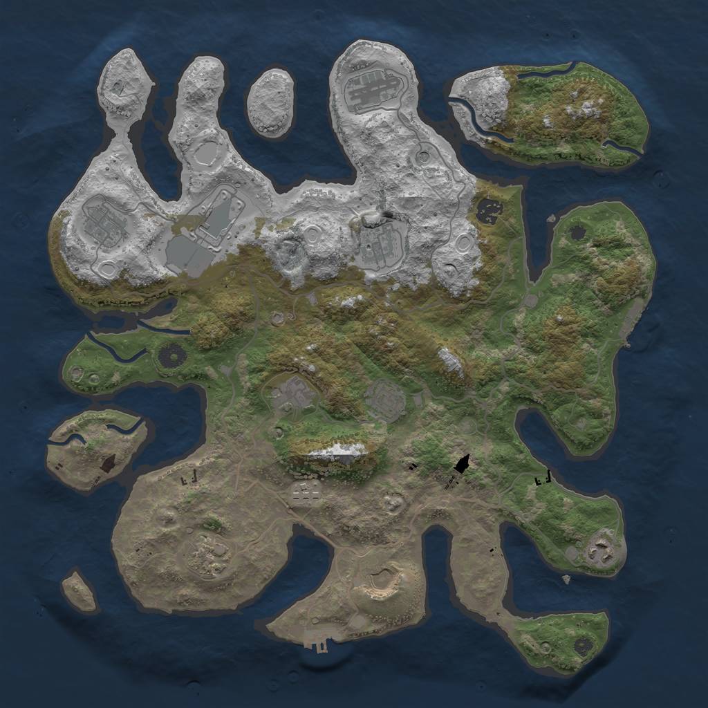 Rust Map: Procedural Map, Size: 4050, Seed: 734500962, 22 Monuments