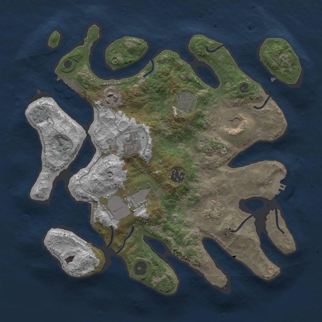 Rust Map: Procedural Map, Size: 3500, Seed: 99966655, 19 Monuments