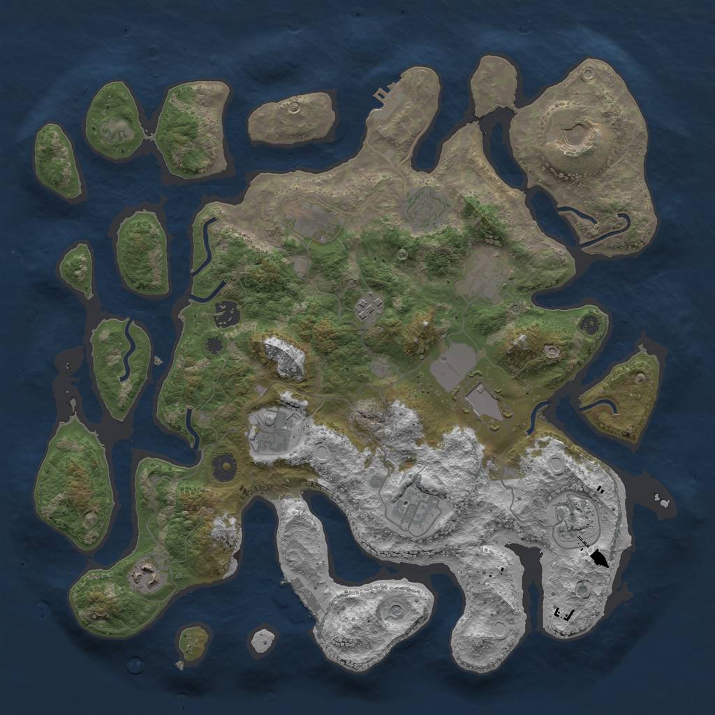 Rust Map: Procedural Map, Size: 3950, Seed: 1437116259, 22 Monuments