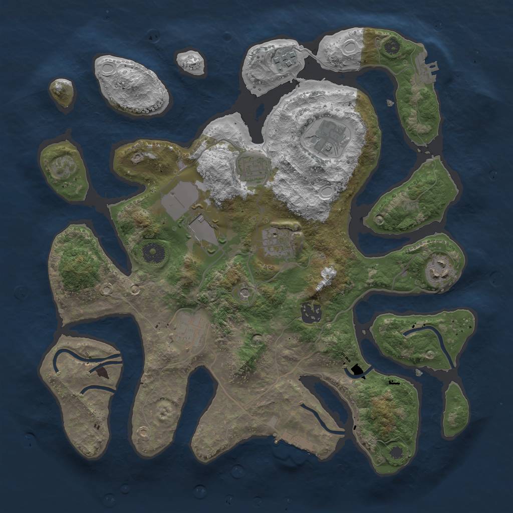Rust Map: Procedural Map, Size: 3500, Seed: 1776, 19 Monuments