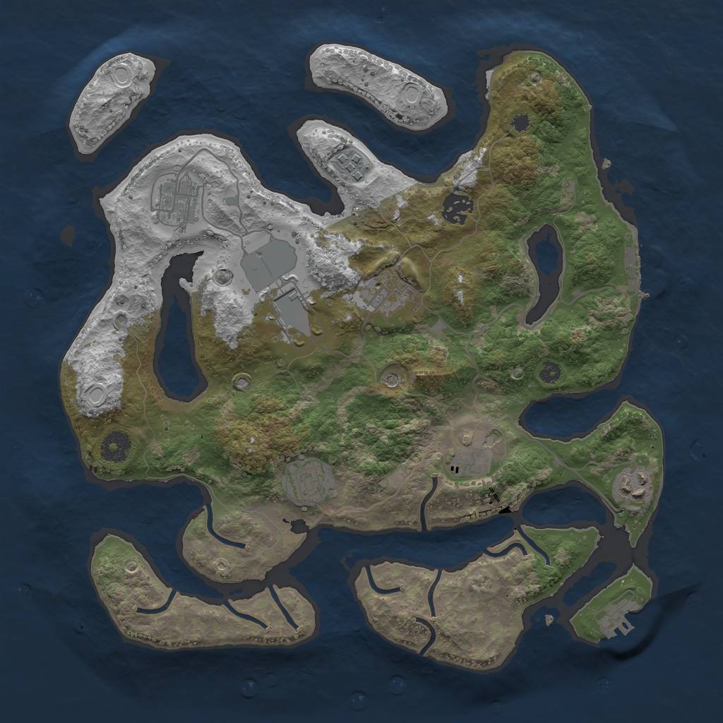 Rust Map: Procedural Map, Size: 3500, Seed: 974568853, 19 Monuments
