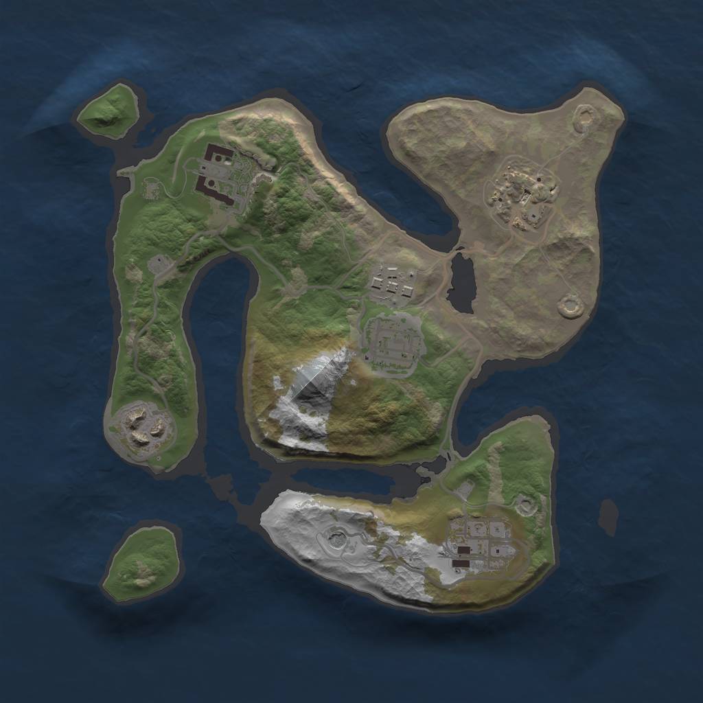 Rust Map: Barren, Size: 2500, Seed: 1410164, 9 Monuments