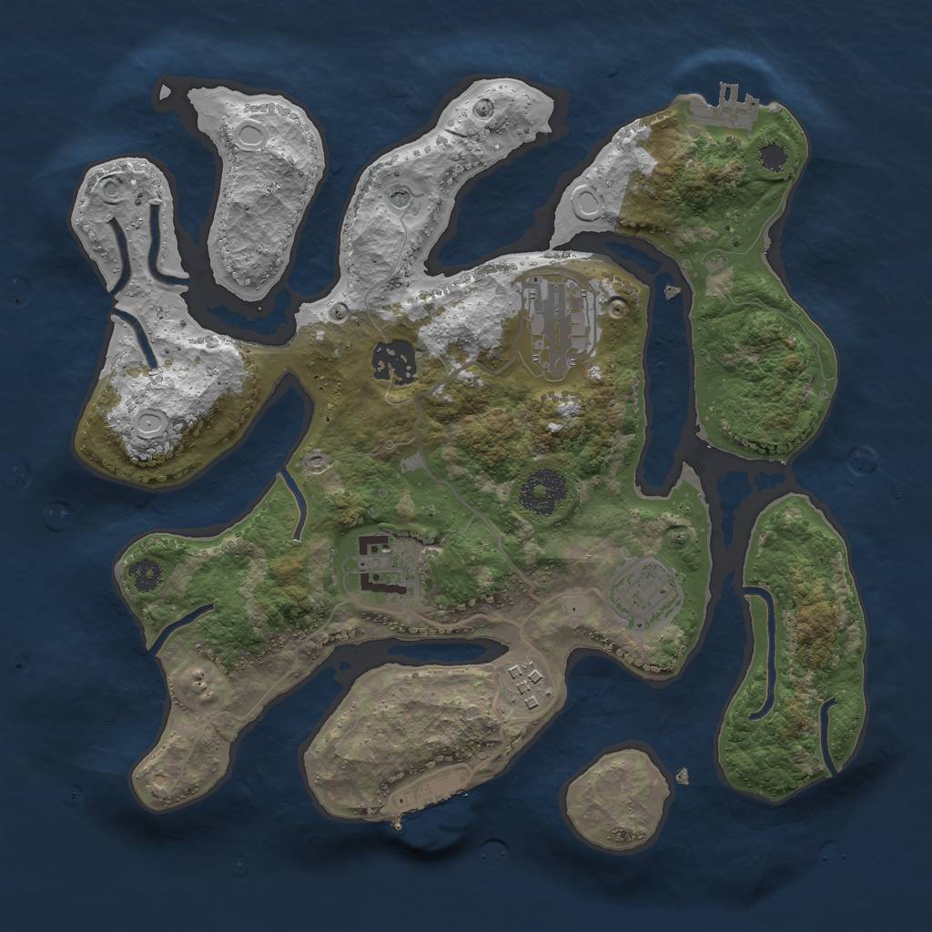 Rust Map: Procedural Map, Size: 3000, Seed: 2095634127, 16 Monuments