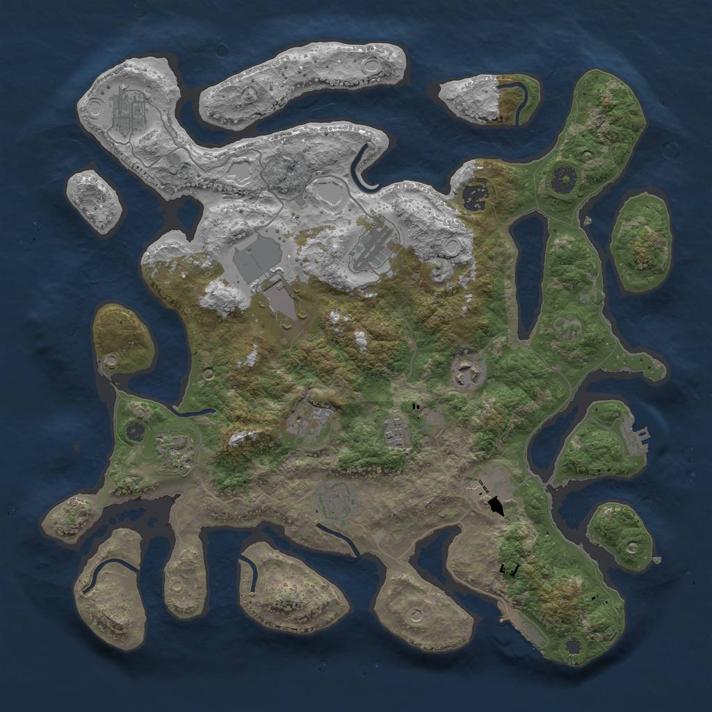 Rust Map: Procedural Map, Size: 3950, Seed: 425586885, 21 Monuments