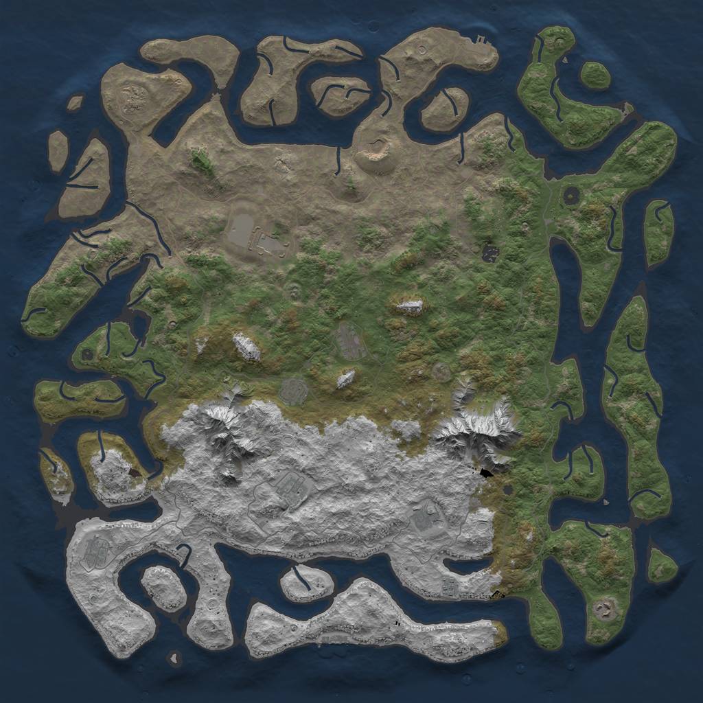 Rust Map: Procedural Map, Size: 6000, Seed: 1870779482, 22 Monuments