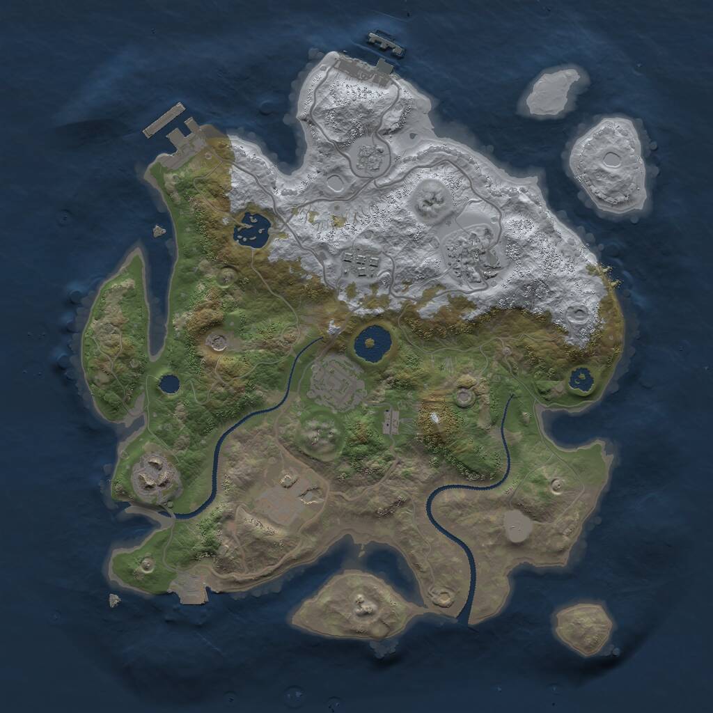 Rust Map: Procedural Map, Size: 3000, Seed: 64915615, 11 Monuments