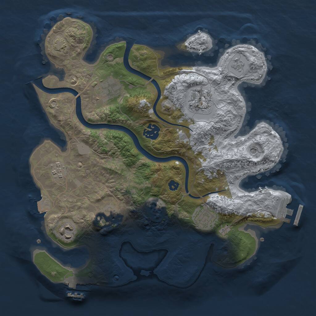 Rust Map: Procedural Map, Size: 3000, Seed: 344385332, 13 Monuments