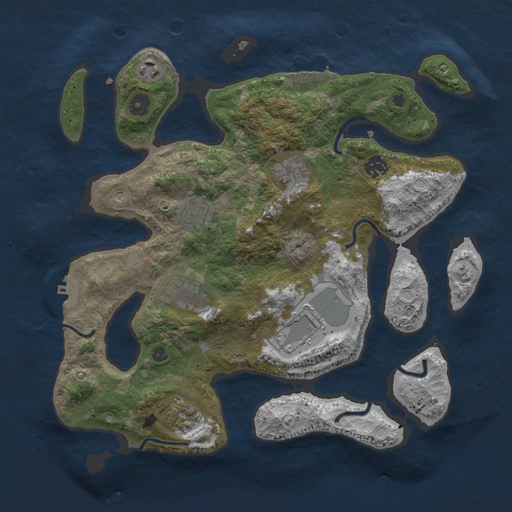 Rust Map: Procedural Map, Size: 3500, Seed: 343445, 18 Monuments