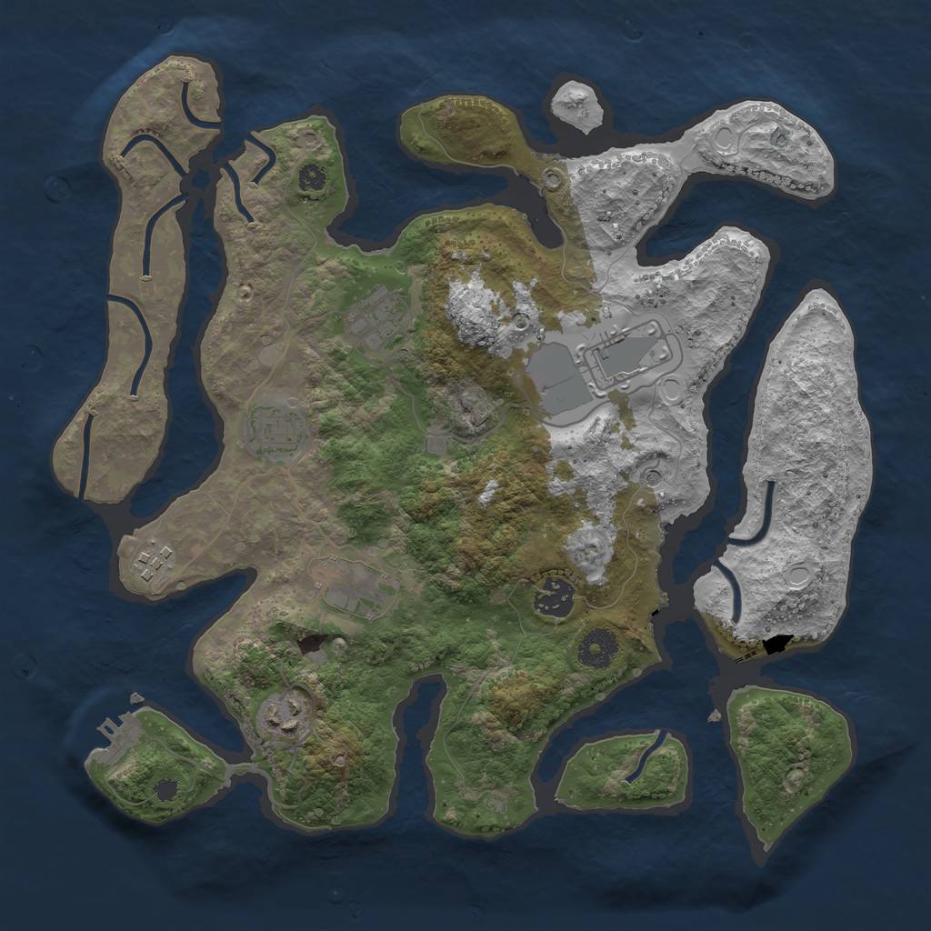 Rust Map: Procedural Map, Size: 3500, Seed: 12453861, 17 Monuments